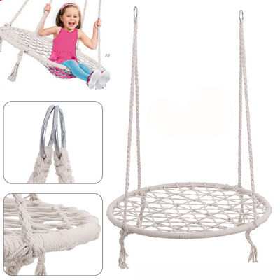 Outdoor Indoor Garden Camping Metall Schaukelstuhl mit Baumwollseil und Klappdesign