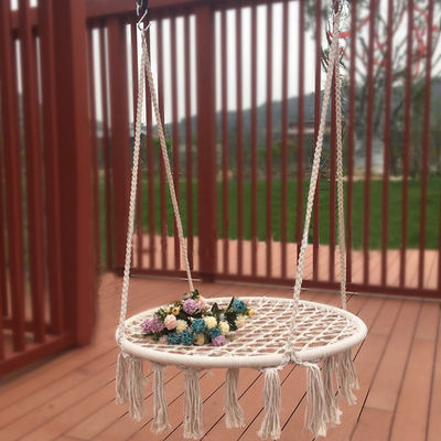 Outdoor Indoor Garden Camping Metall Schaukelstuhl mit Baumwollseil und Klappdesign