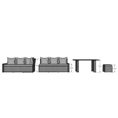 AJUNION 9 Stück Rattan Garten Esszimmer Set Wicker Rattan Außenmöbel Außensofa Set