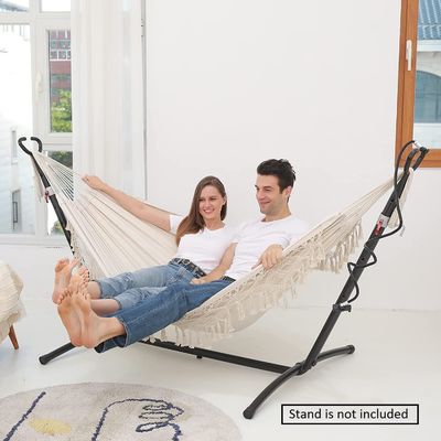 Verklappbares, ultraleichtes, doppelschwingendes, hängendes, aus Baumwolle gefertigtes Hängebett für Camping und Garten