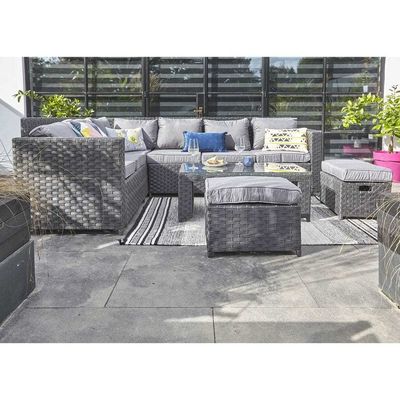 Garten-Set AJUNION 8 Sitzplätze Außenmöbel Rattan Ecke Lounge Sofa Set für den Hinterhof