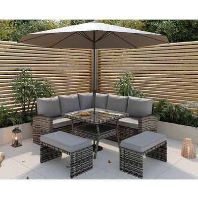 PE Rattan All-Weather Gartenmöbel Set Freizeit Outdoor Ecke Sofa Lounge Set