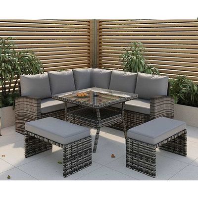 PE Rattan All-Weather Gartenmöbel Set Freizeit Outdoor Ecke Sofa Lounge Set