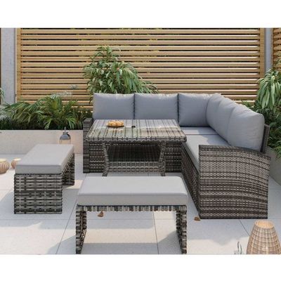 PE Rattan All-Weather Gartenmöbel Set Freizeit Outdoor Ecke Sofa Lounge Set