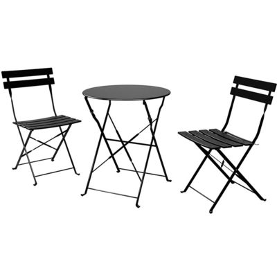 3 Stück Stahl Klapptisch und Stühle Set perfekt für den Außenhof Terrassen Balkon oder Garten