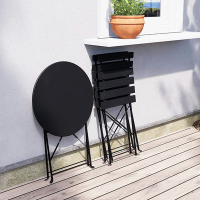 3 Stück Stahl Klapptisch und Stühle Set perfekt für den Außenhof Terrassen Balkon oder Garten