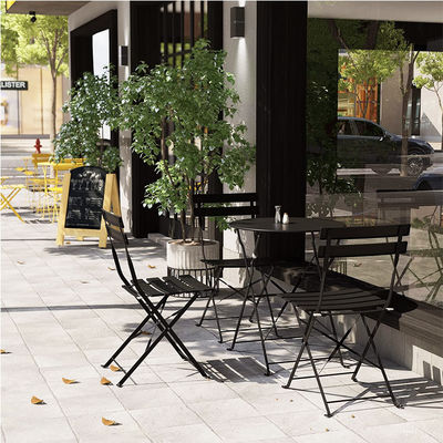 3 Stück Stahl Klapptisch und Stühle Set perfekt für den Außenhof Terrassen Balkon oder Garten