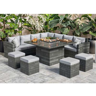 L96xW49xH35cm Bankgröße Moderne Sektionelle Ecklounge Terrassenmöbel mit Feuerstelle