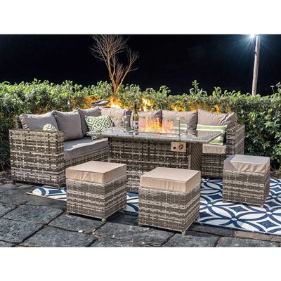 L96xW49xH35cm Bankgröße Moderne Sektionelle Ecklounge Terrassenmöbel mit Feuerstelle