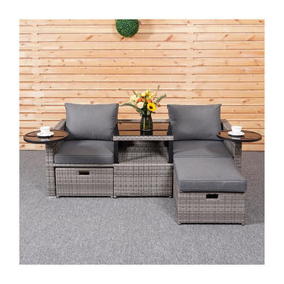 Garten Hinterhof Lounge Sofa Set mit PE Wicker Rattan in verschiedenen Sektionsdesign