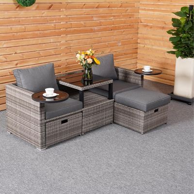 Garten Hinterhof Lounge Sofa Set mit PE Wicker Rattan in verschiedenen Sektionsdesign