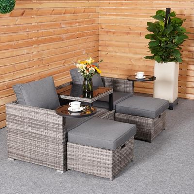 Garten Hinterhof Lounge Sofa Set mit PE Wicker Rattan in verschiedenen Sektionsdesign
