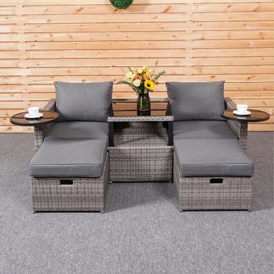 Garten Hinterhof Lounge Sofa Set mit PE Wicker Rattan in verschiedenen Sektionsdesign