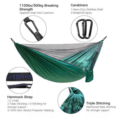 Außengarten Leichtgewicht Nylon Grün Camping Fallschirm Hängematte mit Moskitonetz