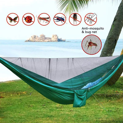 Außengarten Leichtgewicht Nylon Grün Camping Fallschirm Hängematte mit Moskitonetz