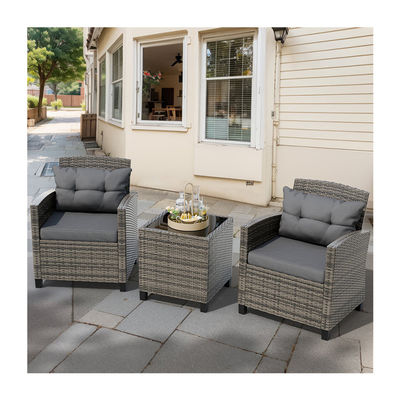 Outdoor Bistro Set Rattan Gartenstuhl 2 Sitzplatz Terrasse Set Gruppe mit Couchtisch von AJUNION