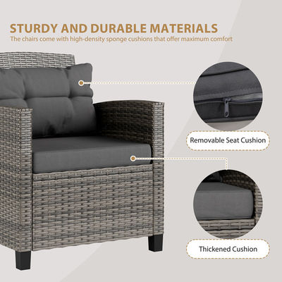 Outdoor Bistro Set Rattan Gartenstuhl 2 Sitzplatz Terrasse Set Gruppe mit Couchtisch von AJUNION