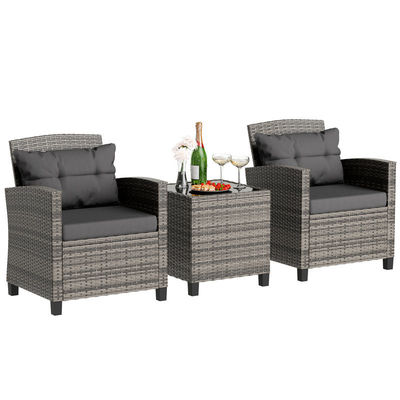 Outdoor Bistro Set Rattan Gartenstuhl 2 Sitzplatz Terrasse Set Gruppe mit Couchtisch von AJUNION