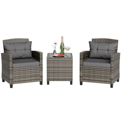 Outdoor Bistro Set Rattan Gartenstuhl 2 Sitzplatz Terrasse Set Gruppe mit Couchtisch von AJUNION