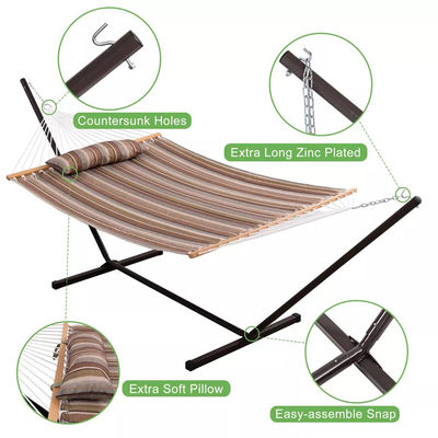 Outdoor Camping Portable Leichtgewicht Klappdose Doppel-Baumwoll-Hängematten mit Metallstand