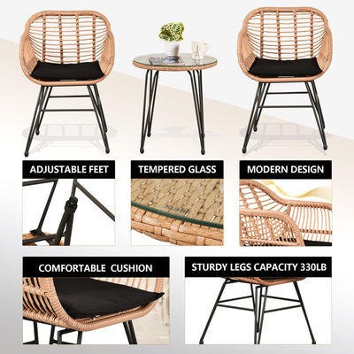 AJUNION 2 Sitzgelegenheiten Außenpatio Möbel Bistro Set D23.62'xW21.26'xH31.5' Stuhl Größe