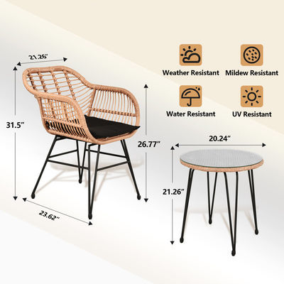 AJUNION 2 Sitzgelegenheiten Außenpatio Möbel Bistro Set D23.62'xW21.26'xH31.5' Stuhl Größe