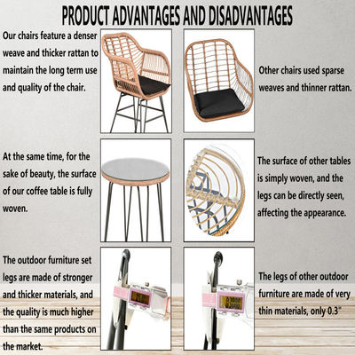 AJUNION 2 Sitzgelegenheiten Außenpatio Möbel Bistro Set D23.62'xW21.26'xH31.5' Stuhl Größe