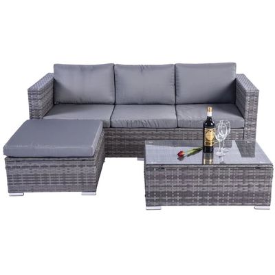 Außengartenmöbel Wicker Rattan Sofa Set mit Couchtisch in PE Rattan
