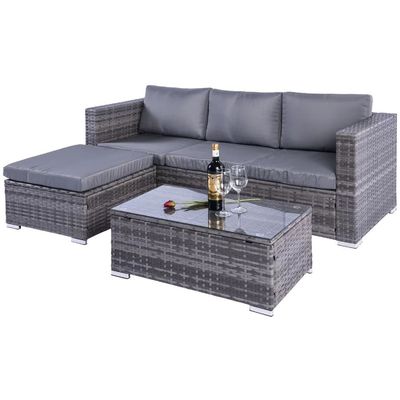 Außengartenmöbel Wicker Rattan Sofa Set mit Couchtisch in PE Rattan