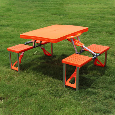 Outdoor Reisen Klappbare tragbare Plastik Metall Tisch und Stuhl Set mit benutzerdefiniertem Logo