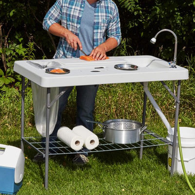 Portable Plastik-Metall Klapptisch für die Reinigung von Fischfilletten