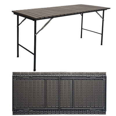 Metall Outdoor Klappbares Tragbares Holz Getreide HDPE Kunststoff Klappbares Bier Picknick Esstisch