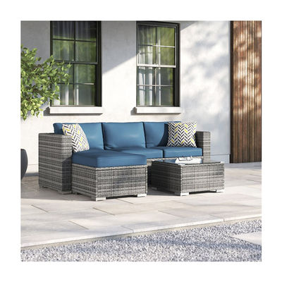 Rattan-Sofa-Sektions-Lounge-Set 24' H x 78' W x 50,78' D für die Erholung im Freien