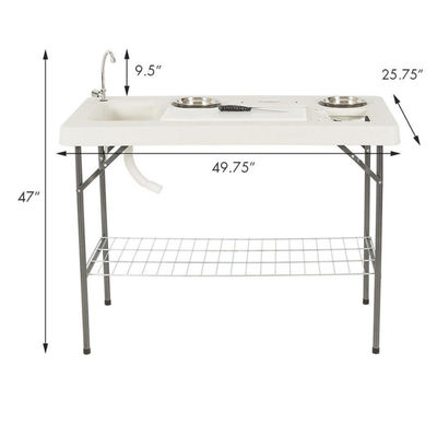 Tragbare Klapptisch aus Kunststoff und Metall für Camping und Gartenaktivitäten im Freien