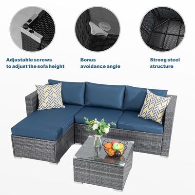 Rattan-Sofa-Sektions-Lounge-Set 24' H x 78' W x 50,78' D für die Erholung im Freien