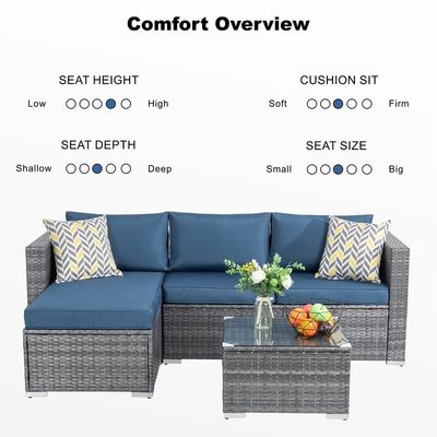 Rattan-Sofa-Sektions-Lounge-Set 24' H x 78' W x 50,78' D für die Erholung im Freien