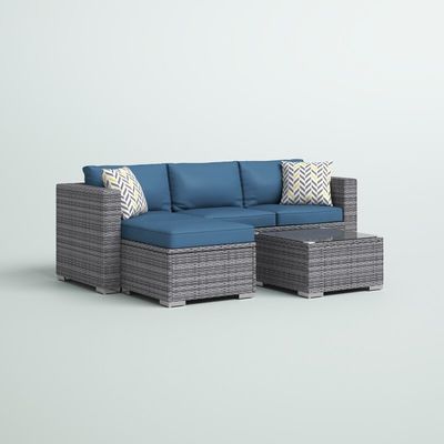 Rattan-Sofa-Sektions-Lounge-Set 24' H x 78' W x 50,78' D für die Erholung im Freien