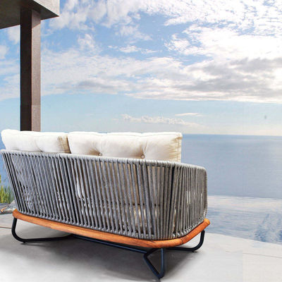 Gewerbliche Außenmöbel Gartensofa mit Massivteakholz und Aluminiumrahmen