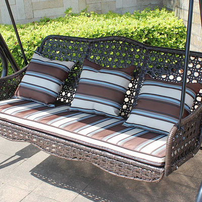 Außengarten Terrasse Metallrahmen Pe Rattan Doppel 3-Sitzer Hängematte Schaukel mit Baldachin