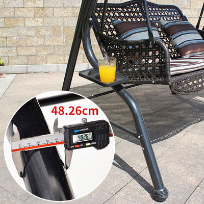 Außengarten Terrasse Metallrahmen Pe Rattan Doppel 3-Sitzer Hängematte Schaukel mit Baldachin
