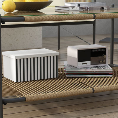 AJUNION Metall Terrassenmöbel Set Rattan Gewebte Außenmöbel mit Couchtisch