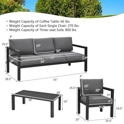 AJUNION 4 Stück Patio Möbel Sitzgestell Aluminium Außen für modernen Design Stil
