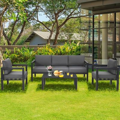 AJUNION 4 Stück Patio Möbel Sitzgestell Aluminium Außen für modernen Design Stil