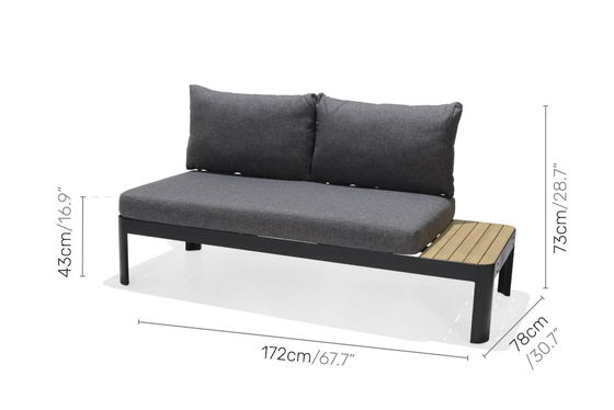 Modulare Gartenmöbel aus Aluminium L172xW72xH43cm AJUNION Außen-Schale Sektionsset