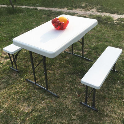 Außenmöbel Kunststoff Metall Klapp Picknick Esstisch Stuhl Bank Set für den Garten