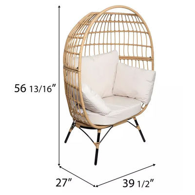 Außenmöbel Nordische Terrasse Ein-Sitz-Wasserdichte Wickereier-Stuhl mit PE-Rattan