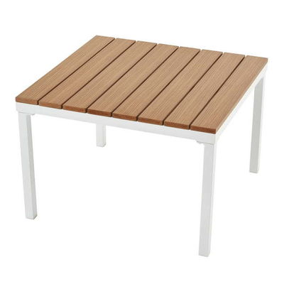 Außenmöbel L-Form Sektionssofa Kunststoff Teakholz Ecke Lounge Set für Deck