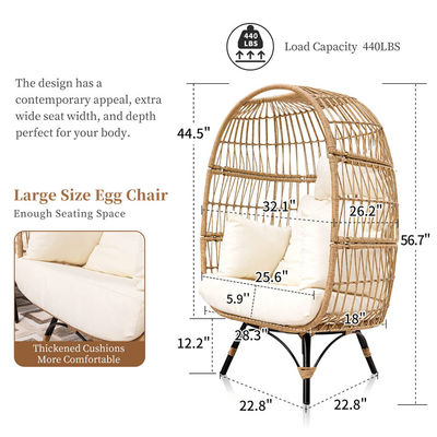 Außen-Eisenrahmen Wicker Rattan Rundes Vogelnest Schaukel-Eier-Stuhl für den Innenhof Garten