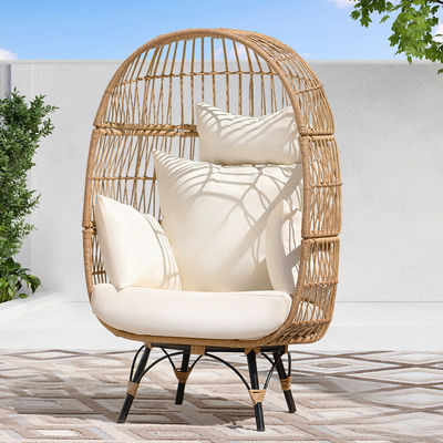 Außen-Eisenrahmen Wicker Rattan Rundes Vogelnest Schaukel-Eier-Stuhl für den Innenhof Garten