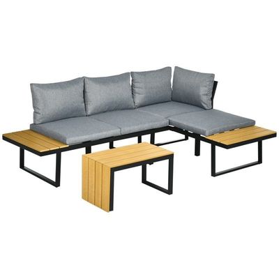 Sofa Set AJUNION Aluminium Outdoor Corner Lounge Set für modulare Gartenmöbel